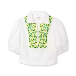 Kate Spade Embroidered Lemons Puff Sleeve Top Size L